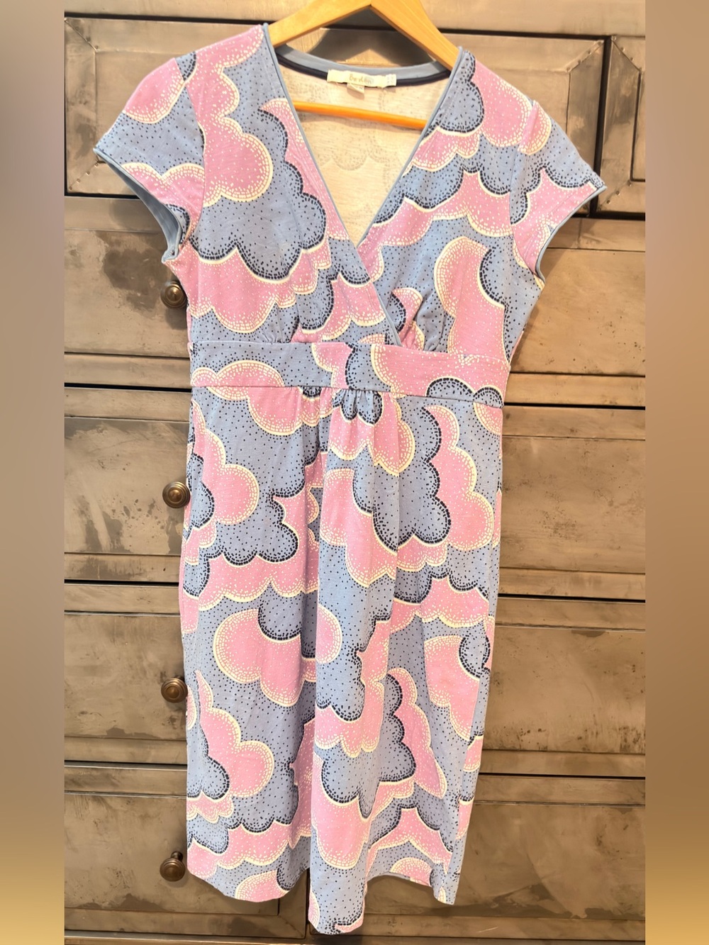 BODEN Pastel Cloud-Print Wrap Dress size 6P